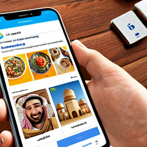Home 11 **Content Marketing & SEO:** A vibrant, modern graphic illustrating how engaging content attracts customers on a smartphone, leading to a website with high search engine ranking and increased brand awareness in the Arab world.