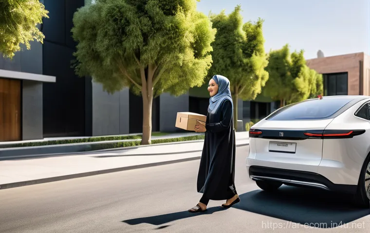 전자상거래 실무와 연계된 물류 관리 기술 - **Prompt:** "A bustling, ultra-modern automated warehouse facility in a vibrant Middle Eastern city....
