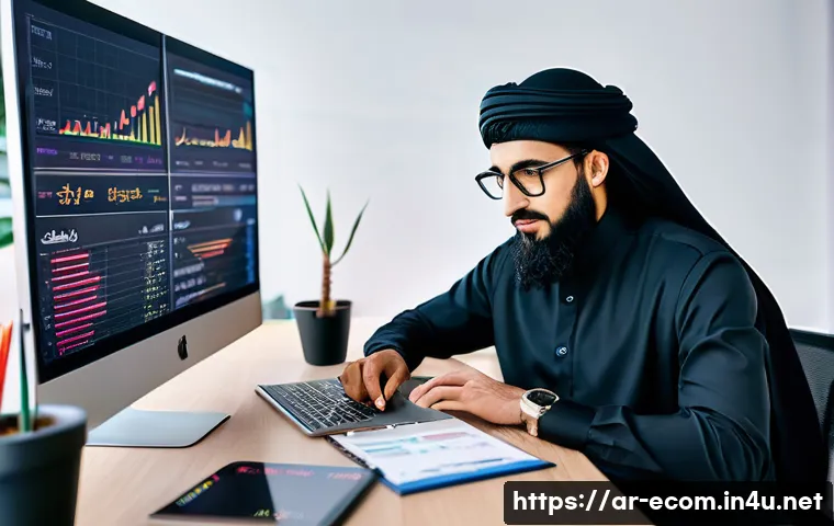 전자상거래 실무에서 경험한 온라인 광고 캠페인 성공 사례 - A professional Middle Eastern digital marketing expert analyzing multi-platform ad campaign data on ...